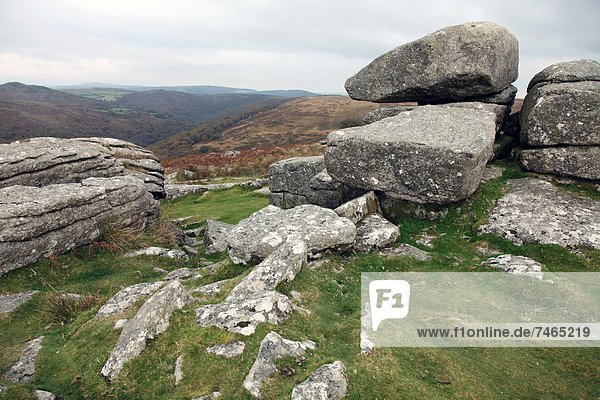 nahe  Felsbrocken  Europa  Großbritannien  Tal  Ignoranz  Darts  Devon  England  Granit