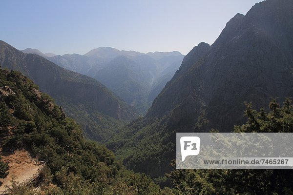 Samaria Gorge from lookout  Crete  Greek Islands  Greece  Europe