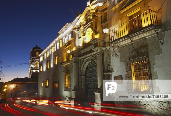 Casa Nacional de la Moneda (National Mint Museum) at dusk  Potosi  UNESCO World Heritage Site  Bolivia  South America