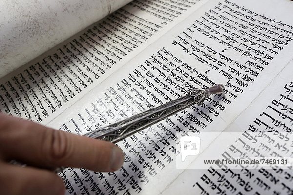 Jewish Torah scroll with pointer  Paris  France  Europe