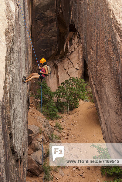 Vereinigte Staaten von Amerika  USA  folgen  Seil  Tau  hängen  Tourist  Nordamerika  Zimmer  Slickrock Trail  Canyoning  Moab  Utah