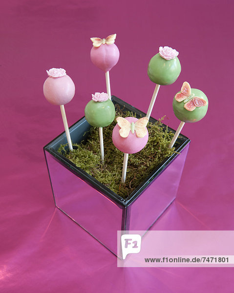 grün Dekoration Kuchen pink Süßigkeit Lutscher