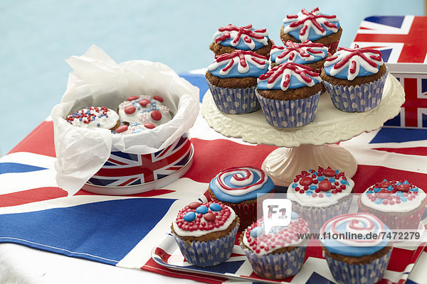 Cup cakes with red white and blue icing