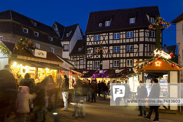 Christmas market in Colmar  Alsace  France  Europe
