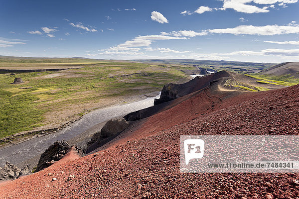 Red volcanic rocks  North Iceland  Iceland  Europe