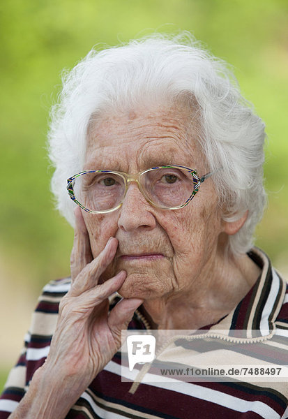 Austria  Portrait of senior woman  close up