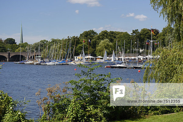 Sailing boats  Bobby Reich boat hire  Aussenalster or Outer Alster Lake  Harvestehude  Winterhude