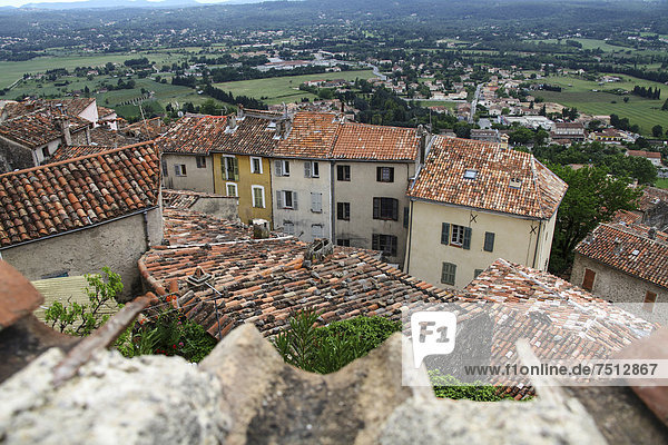 Roofs  old houses  overlooking the valley  French village  Cote d'Azur  France  Europe