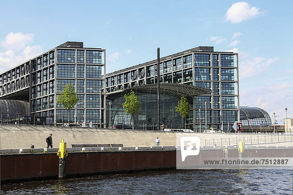 Berlin central station  seen across the Spree river  banks of the Spree river  Berlin  Germany  Europe