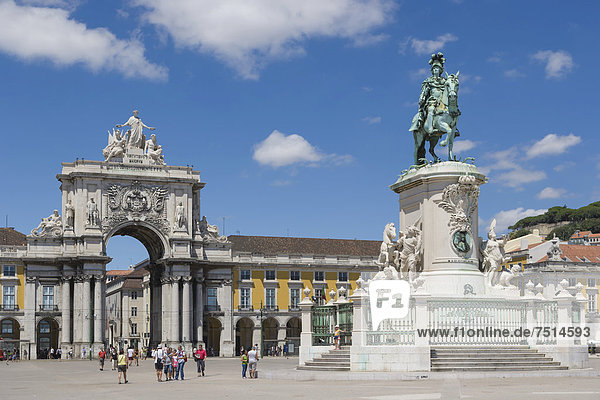 Lissabon Hauptstadt Europa Statue König - Monarchie Arco Augusta Portugal Praca Do Comercio