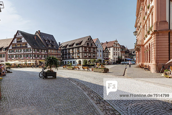 Marktplatz square and Town Hall  Gengenbach  Baden-Wuerttemberg  Germany  Europe  PublicGround