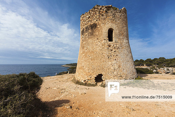 Europa Küste Mallorca Balearen Balearische Inseln Mittelmeer alt Spanien Wachturm