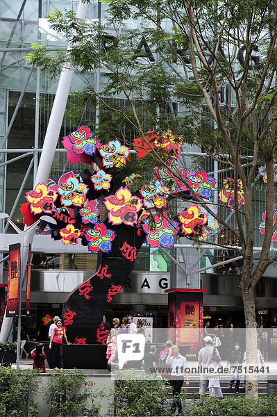 Decorations for Chinese New Year  The Paragon Complex  a modern shopping centre on Orchard Road  Central Area  Central Business District  Singapore  Asia