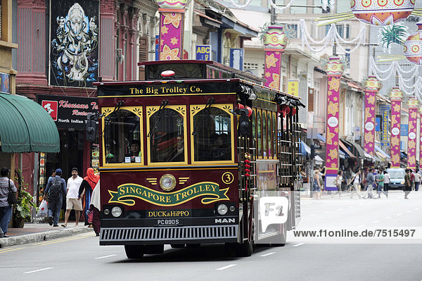 Trolley-Wagen  Serangoon Road  indisches Viertel  Little India  Singapur  Singapore  Asien
