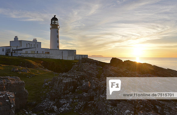 Rua Reidh Lighthouse at sunset  Melvaig  Gairloch  Wester Ross  Scotland  United Kingdom  Europe