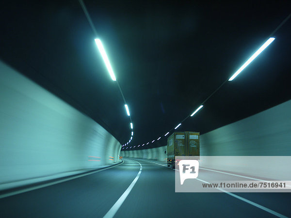 Fahrt durch Tunnel  Viscarda  Piedmont  Italien  Europa