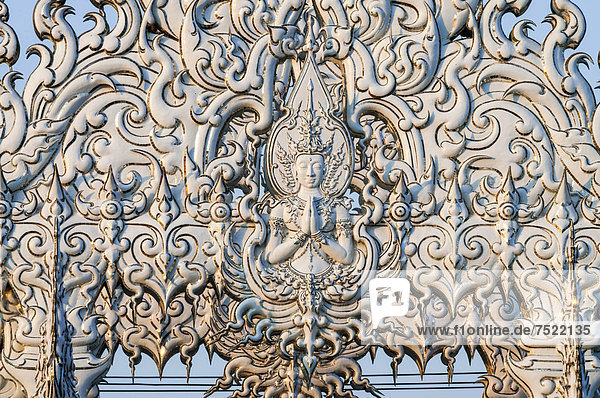 Wat Rong Khun Temple or White Temple  a Buddhist-Hindu temple  detailed view  Chiang Rai  northern Thailand  Thailand  Asia