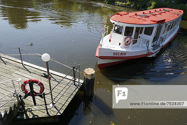 Alster river steamer on Osterbekkanal canal  Muehlenkamp pier