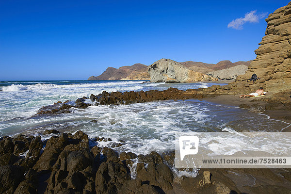 Cabo de Gata  Monsul Beach  Biosphere Reserve  Cabo de Gata-Nijar Natural Park  Almeria  Andalusia  Spain  Europe