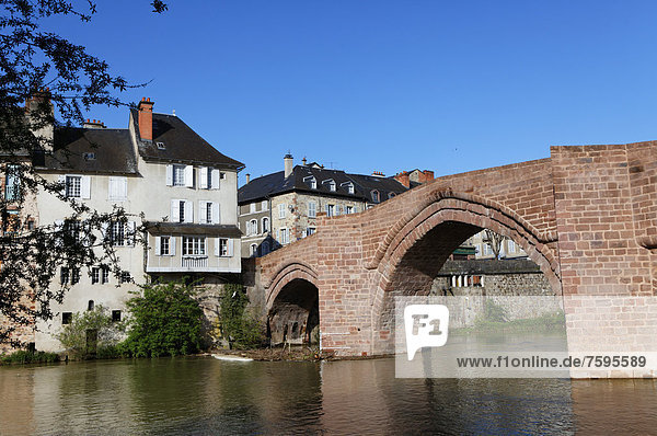 Frankreich Europa Aveyron Alte Brücke