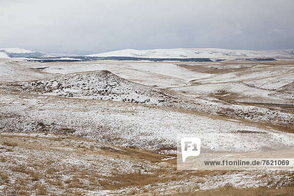 Rollende Hügel in verschneiter Landschaft