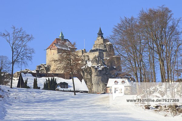 Burg Hohenstein im Winter  Franken  Bayern  Deutschland