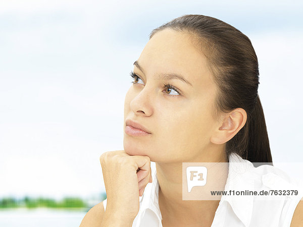 Young woman  pensive  portrait