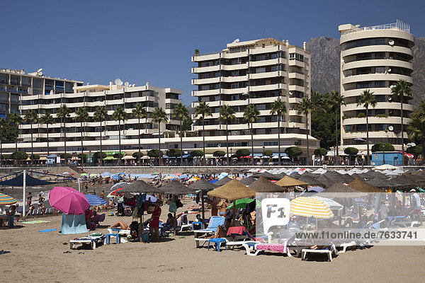 hinter Europa Strand Gebäude Hotel Apartment Andalusien Marbella Spanien