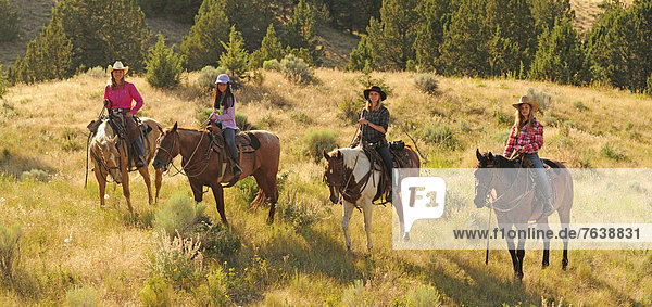 Vereinigte Staaten von Amerika  USA  Sport  Amerika  Tourist  reiten - Pferd  jung  Gras  Mädchen  Oregon  Ranch