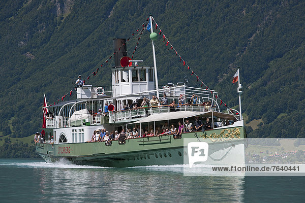 Steamboat  paddle steamer  Lötschberg  Brienzersee  ship  boat  ships  boats  canton  Bern  Bernese Oberland  lake Brienz  Switzerland  Europe