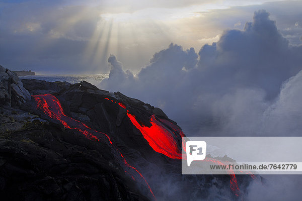 USA  United States  America  Hawaii  Big Island  Steam  Lava  Red Lava  Hot Lava  Sunset  vulcanism