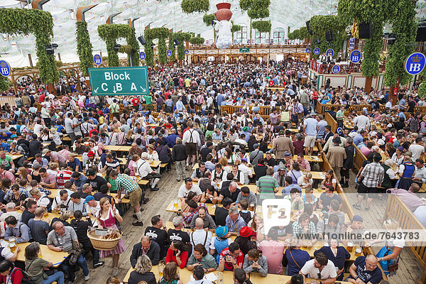 Germany  Bavaria  Munich  Oktoberfest  Typical Beer Tent Scene