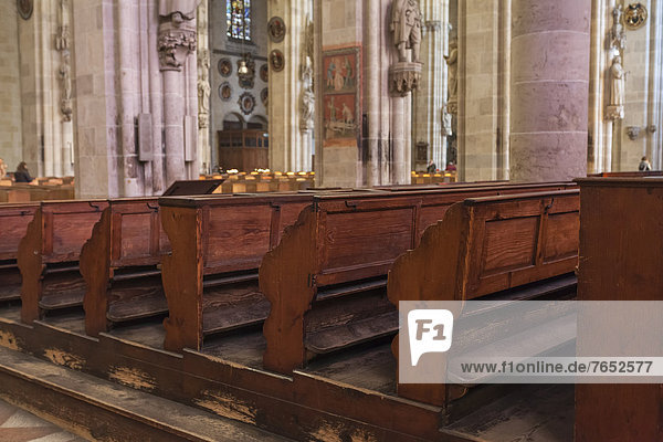 Benches  Ulm Cathedral  Ulm  Baden-Wuerttemberg  Germany  Europe
