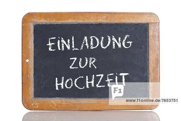 Hochzeit  Wort  Schule  Schreibtafel  Tafel  deutsch  Einladung  alt