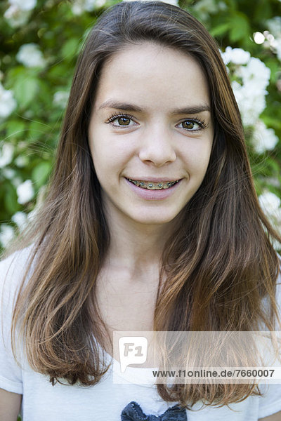 Teenage girl with braces  portrait