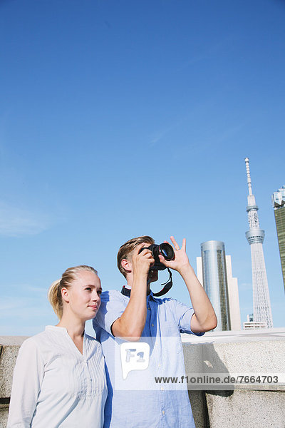 Tourist couple visiting Tokyo