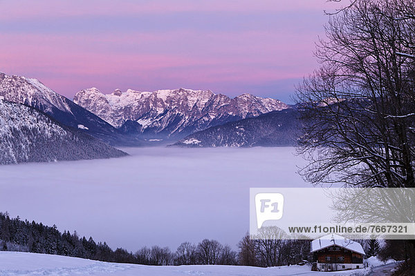 Europa über Meer Nebel Landschaft Bayern Berchtesgadener Land Deutschland