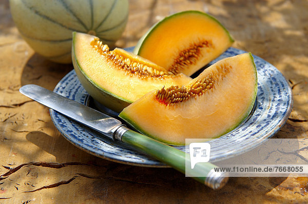 Frisch-geschnittene Charentais-Melone