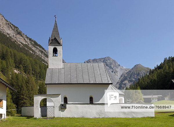 Kirche von S-charl bei Scuol  Val S-charl
