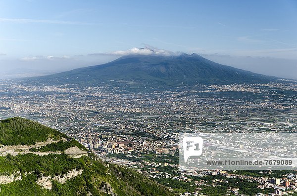 Italy  Campania  Vesuvius National Park  the volcano and overspill at its foot  from Chiunzi Pass                                                                                                       