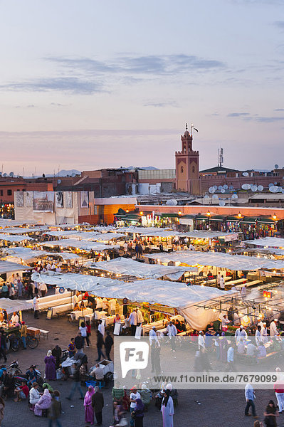 View of the Place Djemaa el Fna in the evening  Marrakech  Morocco  North Africa  Africa