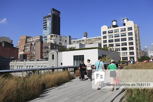 High Line Park  elevated public park on former rail tracks  Manhattan  New York City  United States of America  North America