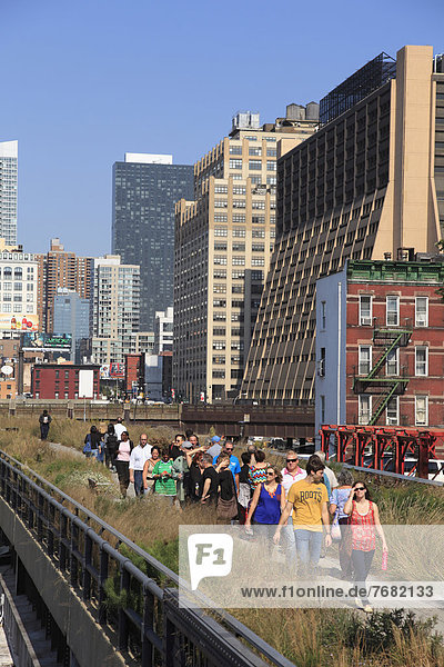 Vereinigte Staaten von Amerika USA New York City Geländer Nostalgie Nordamerika öffentlicher Ort heben Manhattan