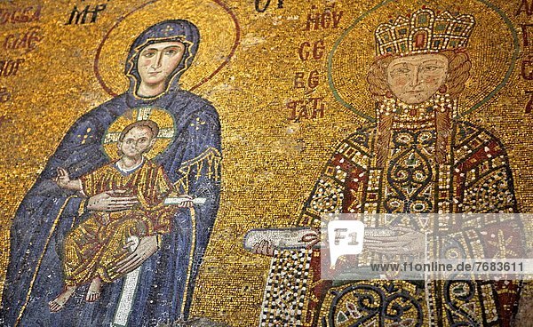 Truthuhn  Europa  Museum  Säuglingsalter  Säugling  Entdeckung  Jesus Christus  Regenwald  Christ  UNESCO-Welterbe  Jungfrau Maria  Madonna  Eurasien  Istanbul  Mosaik  Türkei