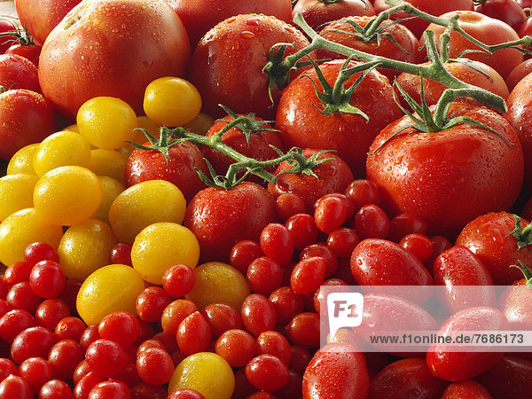 Gemischte gelbe und rote Tomaten sowie Strauchtomaten