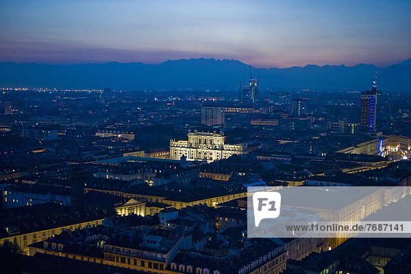 Nacht Ansicht Italien Piemont Turin