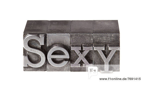 'Old lead letters forming the word ''Sexy'''