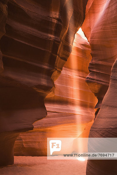 Light streaming through rock formations  Antelope Canyon  Arizona  United States