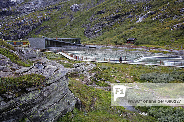 Visitor centre at the Trollstigen or Troll's Footpath  one of the most famous Norwegian tourist routes  Åndalsnes  Møre og Romsdal  Norway  Northern Europe