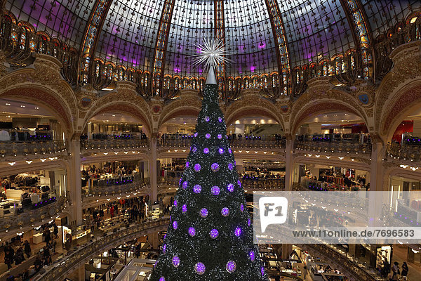 Swarovski Christmas tree in the Great Hall of the Galeries Lafayette  department store